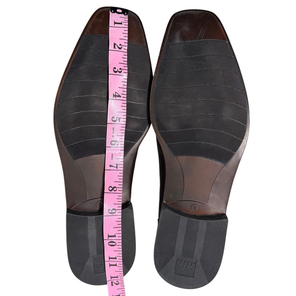Fretz Men Business Brown Leather Oxford Shoes Size US 9 Square Toe Dress Lace Up - Picture 5 of 9